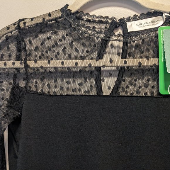 [NWT] CONTEMPORAINE sheer polka dot mesh top - Picture 2 of 6